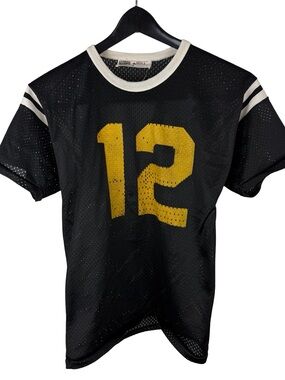 Vintage 1970s Hutch Made In USA Black High School Football Jersey Size S